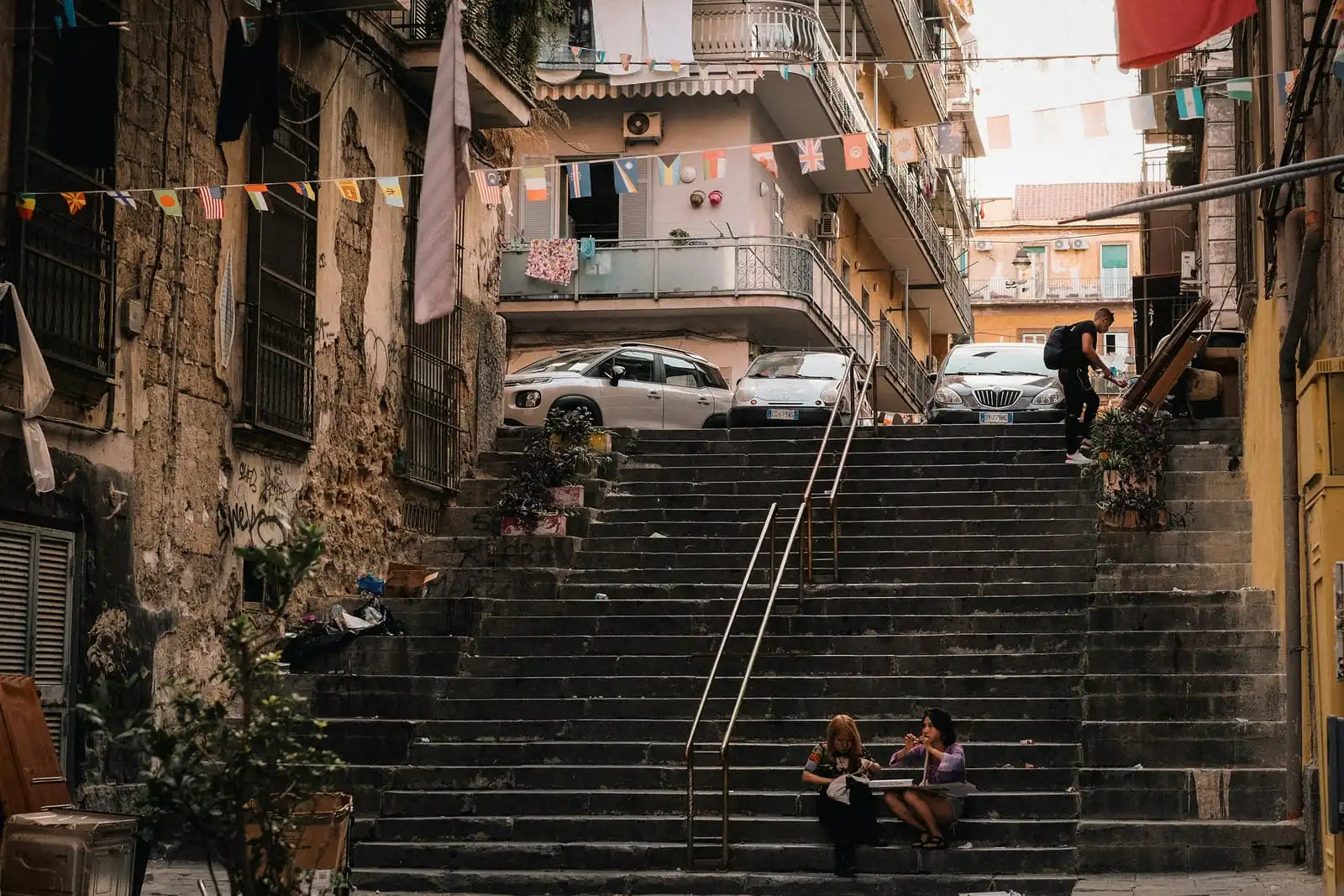 A photo of a street in Naples.